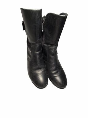 ECCO Babett Gortex Black Leather Mid-Calf Boot with Buckle Detail Womens Sz 37